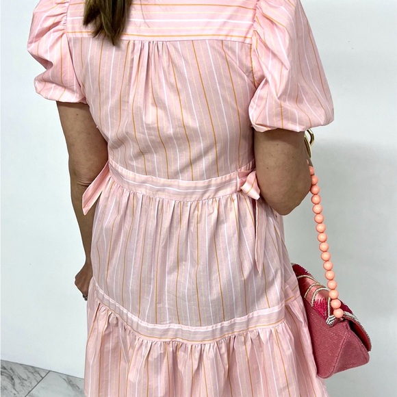 Pinch Women's Pink Stripe Button-Front Tiered Dress - Picture 4 of 6